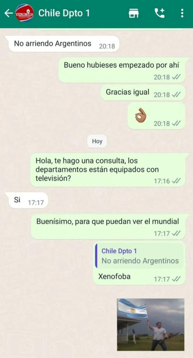 Una chilena no quiso alojar a una turista argentina y la respuesta se volvió viral