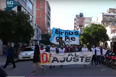 Movilización de Barrios de Pie en la sede del Ministerio de Desarrollo Social