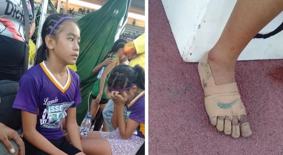 Niña filipina se creó sus propias zapatillas para correr una competencia de atletismo