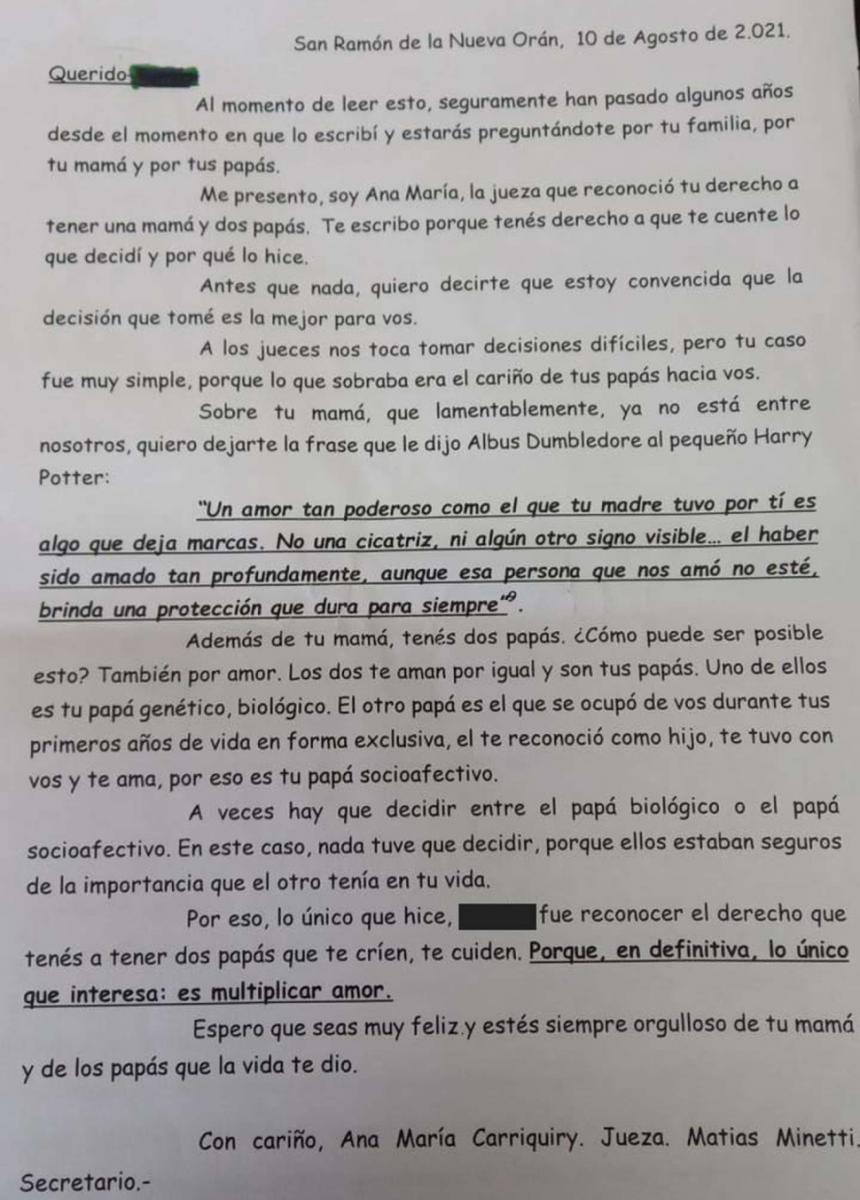La carta que le escribió al niño de 3 años para que en un futuro comprenda su decisión.