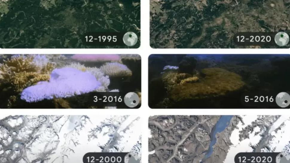 El Doodle del Día de la Tierra de este año destaca el daño que estamos causando al planeta. Google / The Ocean Agency