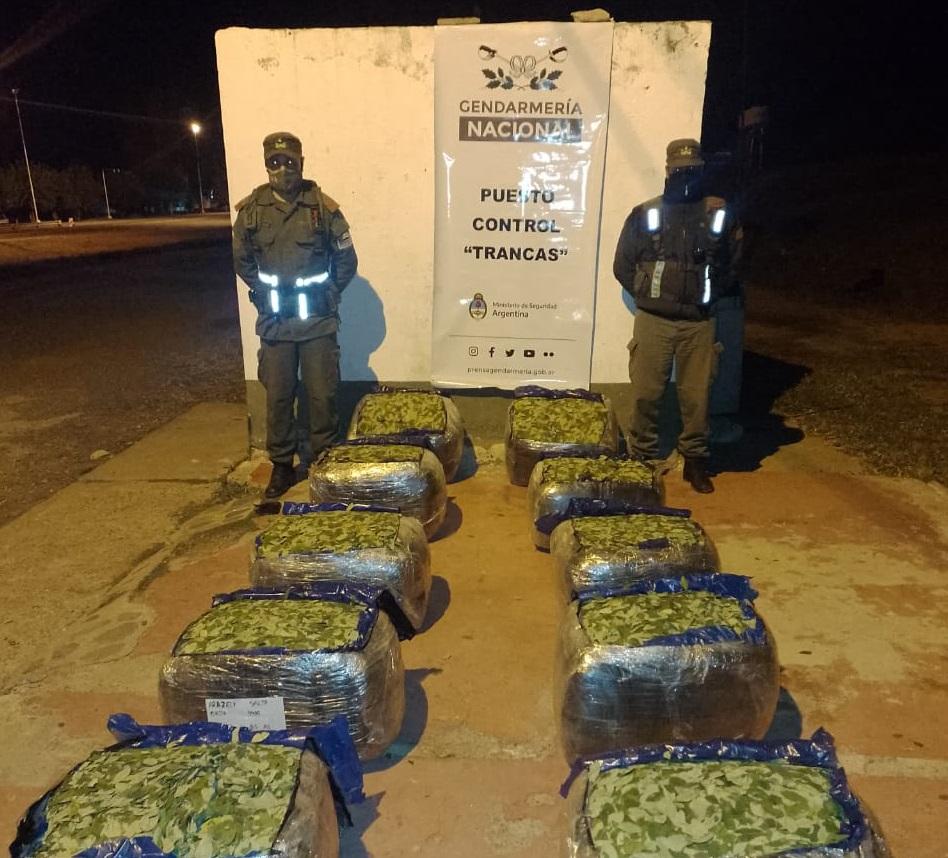 Secuestro de un cargamento de hojas de coca en Tucumán. Foto de Prensa Gendarmería