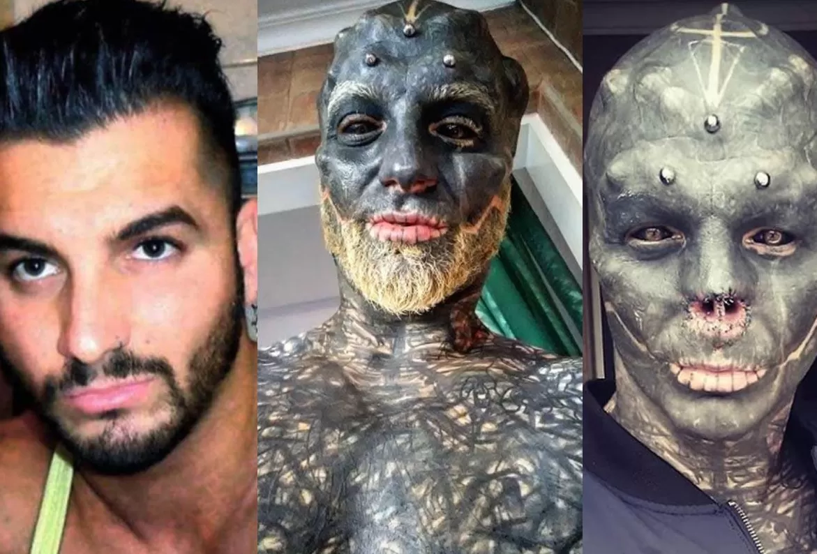 La impactante transformación del hombre que quiere convertirse en alien