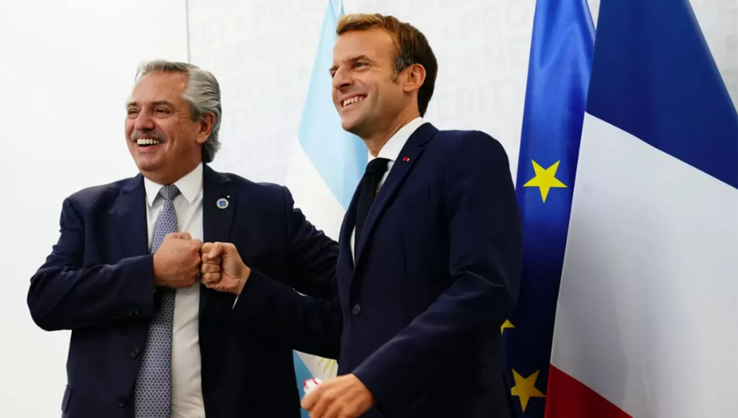 Alberto Fernández y Emmanuel Macron.