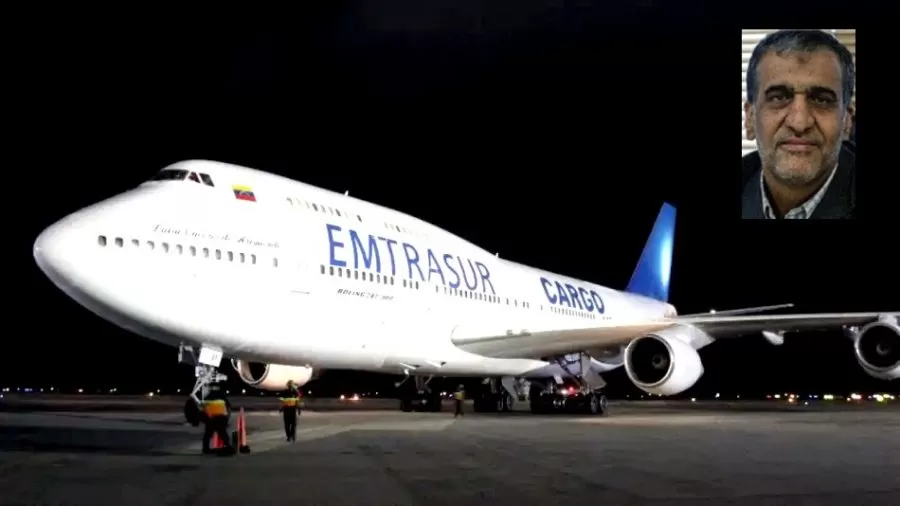 Avión venezolano con la foto de Gholamreza Ghasemi Abbas, piloto sospechado.