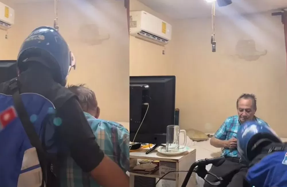Abuelo pidió una pizza para que el delivery lo ayude a acostarse