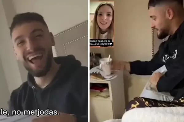 Le regaló pasajes para el Mundial a su novio y la reacción de él se hizo viral