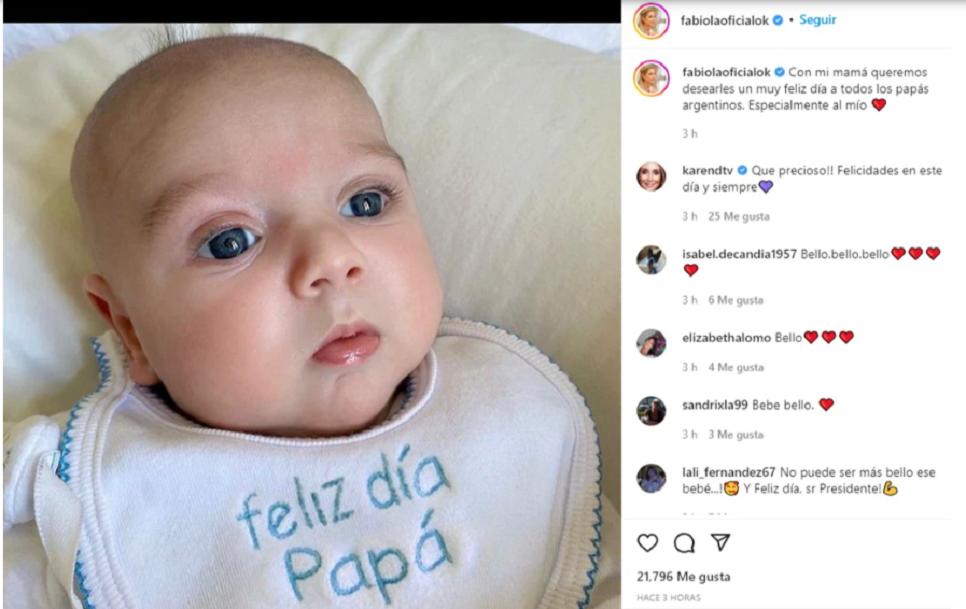 Fabiola Yáñez saludó a Alberto Fernández con una foto de su hijo Francisco.