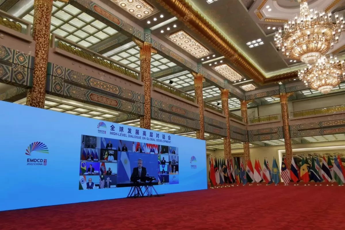 Alberto Fernández habló ante la presencia de los otros mandatarios (Foto: Min. de Exteriores de China)