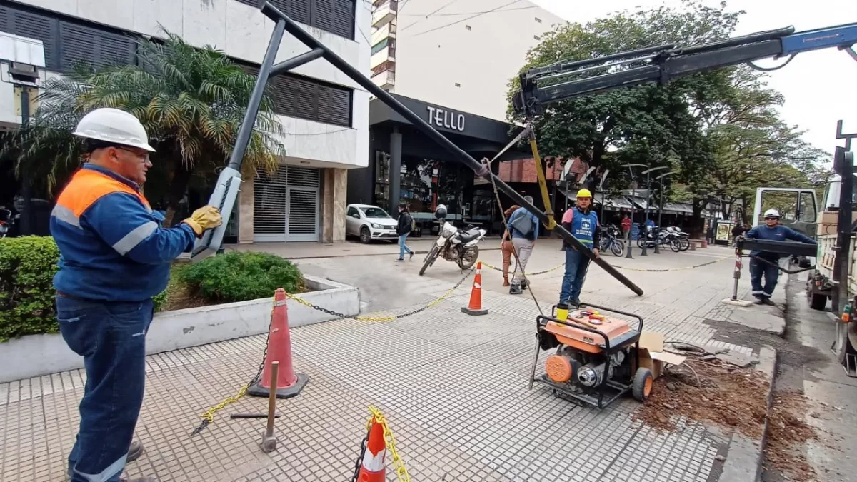 La Municipalidad renovó artefactos lumínicos en el microcentro