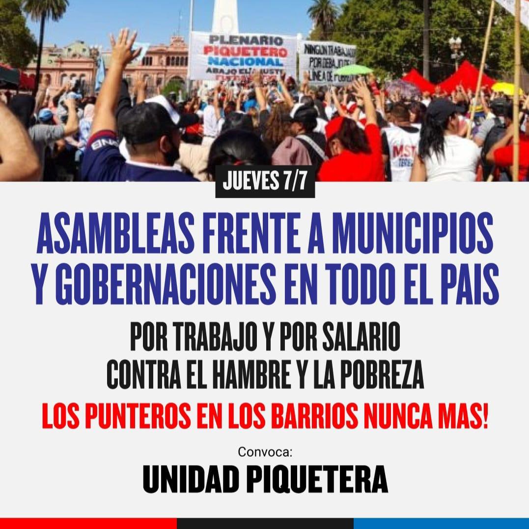 Unidad Piquetera llevará adelante protestas frente a sedes municipales de Tucumán