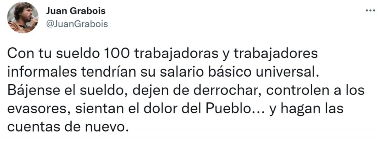 “Bájense el sueldo y hagan las cuentas de nuevo”: Juan Grabois cruzó al Gobierno por rechazar el Salario Básico Universal