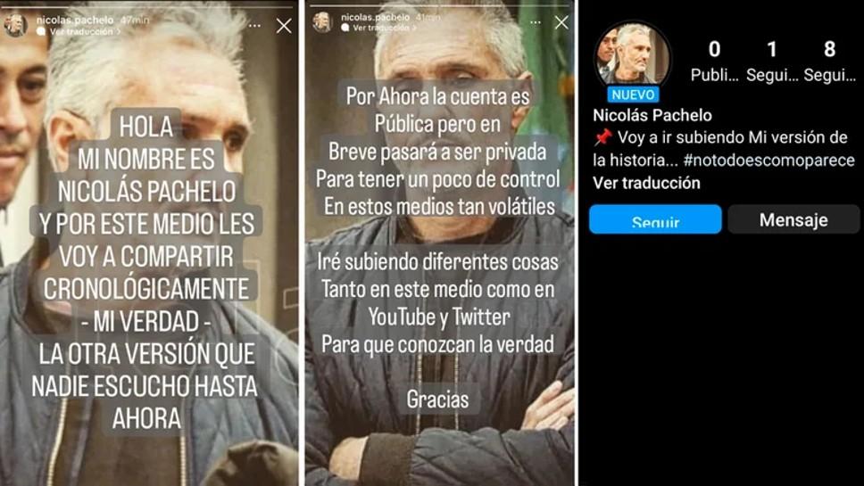 Nicolás Pachelo creó un perfil de Instagram para contar su versión del caso García Belsunce