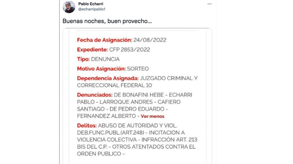 Pablo Echarri fue denunciado por incitar a la violencia tras defender a Cristina Kirchner