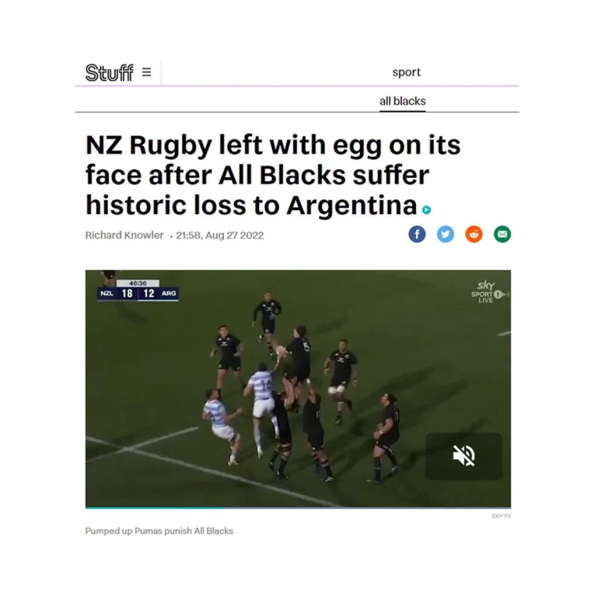 “Espectáculo de terror”: las duras críticas para los All Blacks en Nueva Zelanda, luego de la derrota con los Pumas