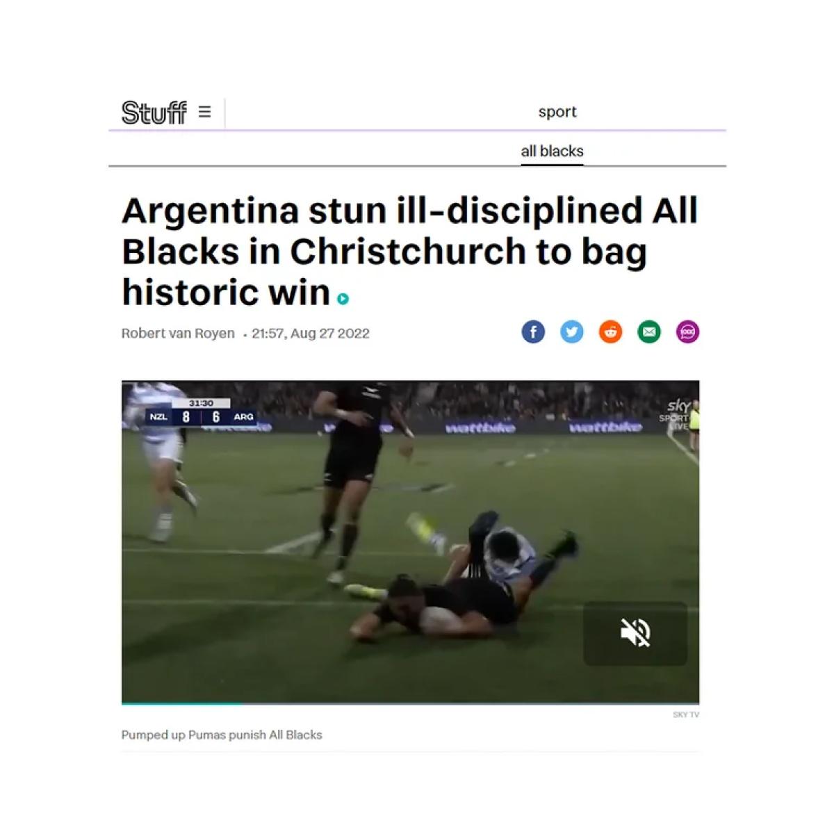 “Espectáculo de terror”: las duras críticas para los All Blacks en Nueva Zelanda, luego de la derrota con los Pumas