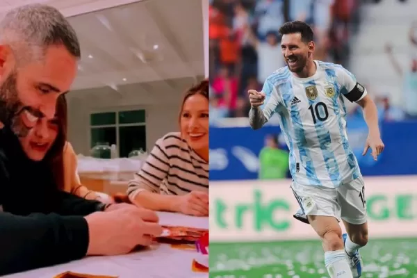 Video: mirá la desopilante reacción del Pollo Álvarez luego de conseguir la figurita de Lionel Messi