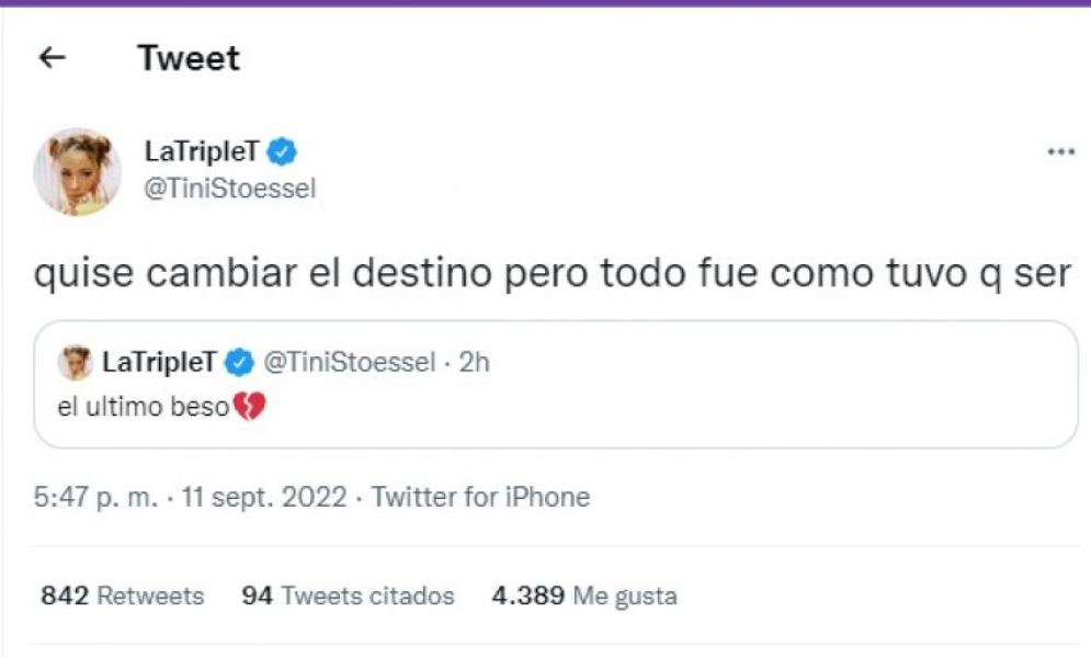 Tini Stoessel avivó los rumores de ruptura con Rodrigo de Paul