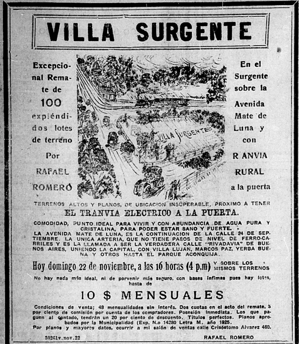 EN LOS AÑOS 1920. Al igual que en los años 1910 el ofrecimiento de terrenos iba en aumento hacia los cuatro puntos cardinales. 