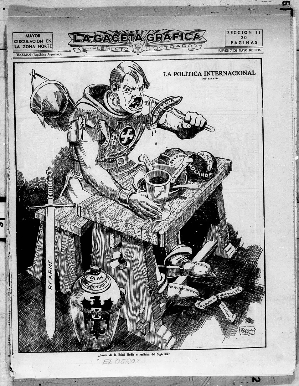 RICARDO SARAVIA. El dibujante salteño se incorporó a LA GACETA en 1934 y, desde su impronta, provocó un cimbronazo que elevó la vara en lo que a diseño y concepto gráfico se refiere.