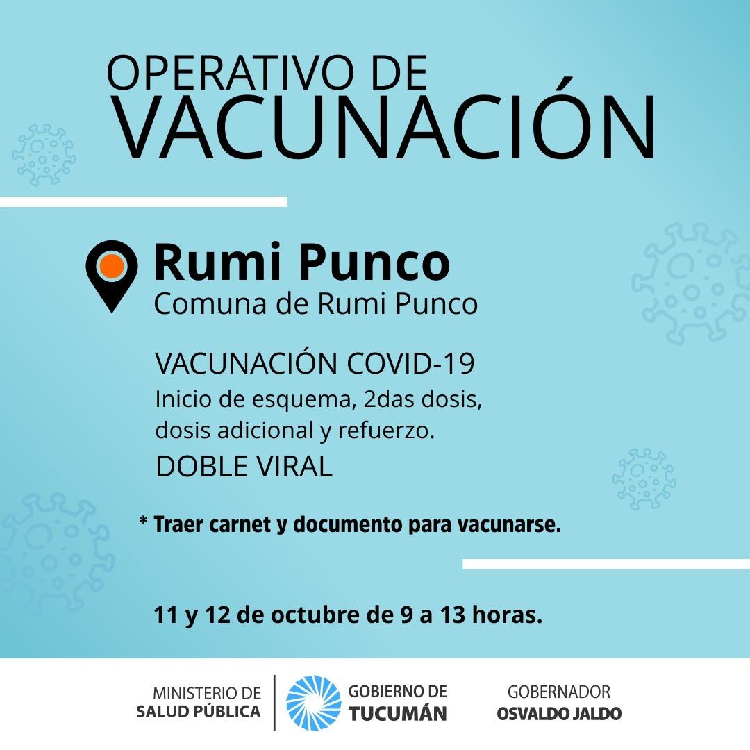 Esta semana se desarrollará un operativo de vacunación en Rumi Punco y Huasa Pampa Sud