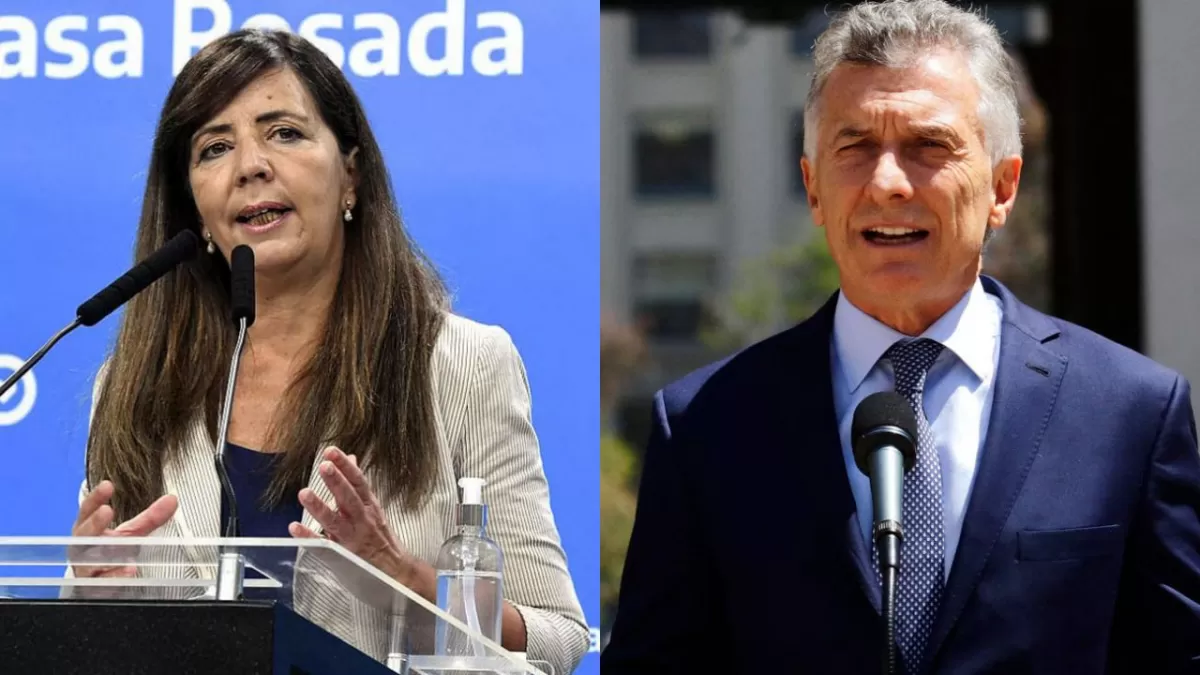 CRUCE. Gabriela Cerruti, portavoz de la Presidencia, y Mauricio Macri, referente de Juntos por el Cambio.