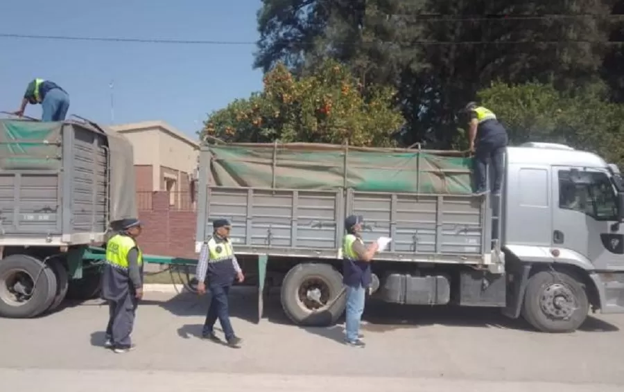 CONTROL DE MERCADERÍA. Momento en el que los oficiales revisan el vehículo. 