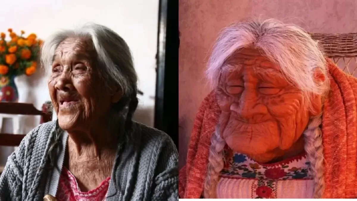 María Salud Ramírez Caballo junto al personaje de Mamá Coco. (Fotos Prensa Libre: Twitter @gobMichoacan e IMDb)