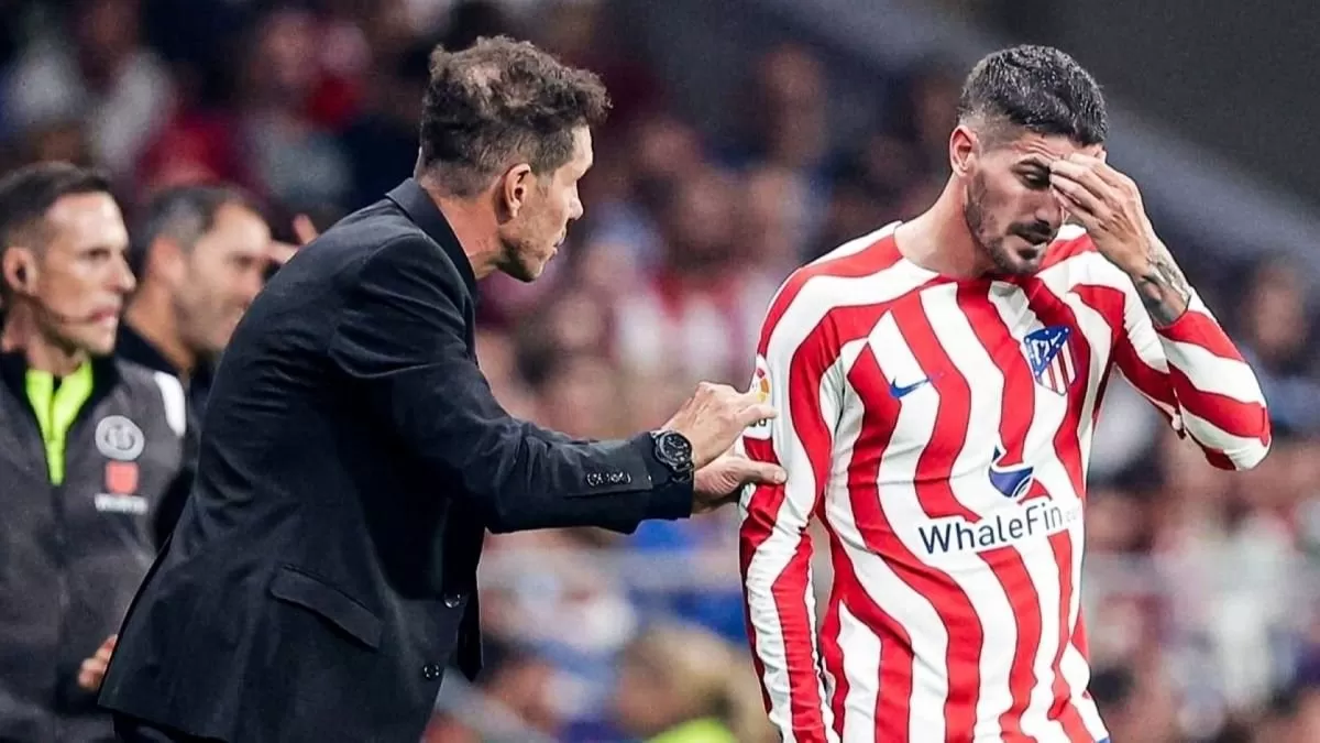 “El Cholo” Simeone y Rodrigo De Paul 