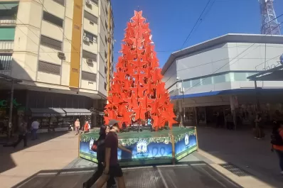 A un mes de las Fiestas, la Municipalidad inauguró el árbol de Navidad en la peatonal
