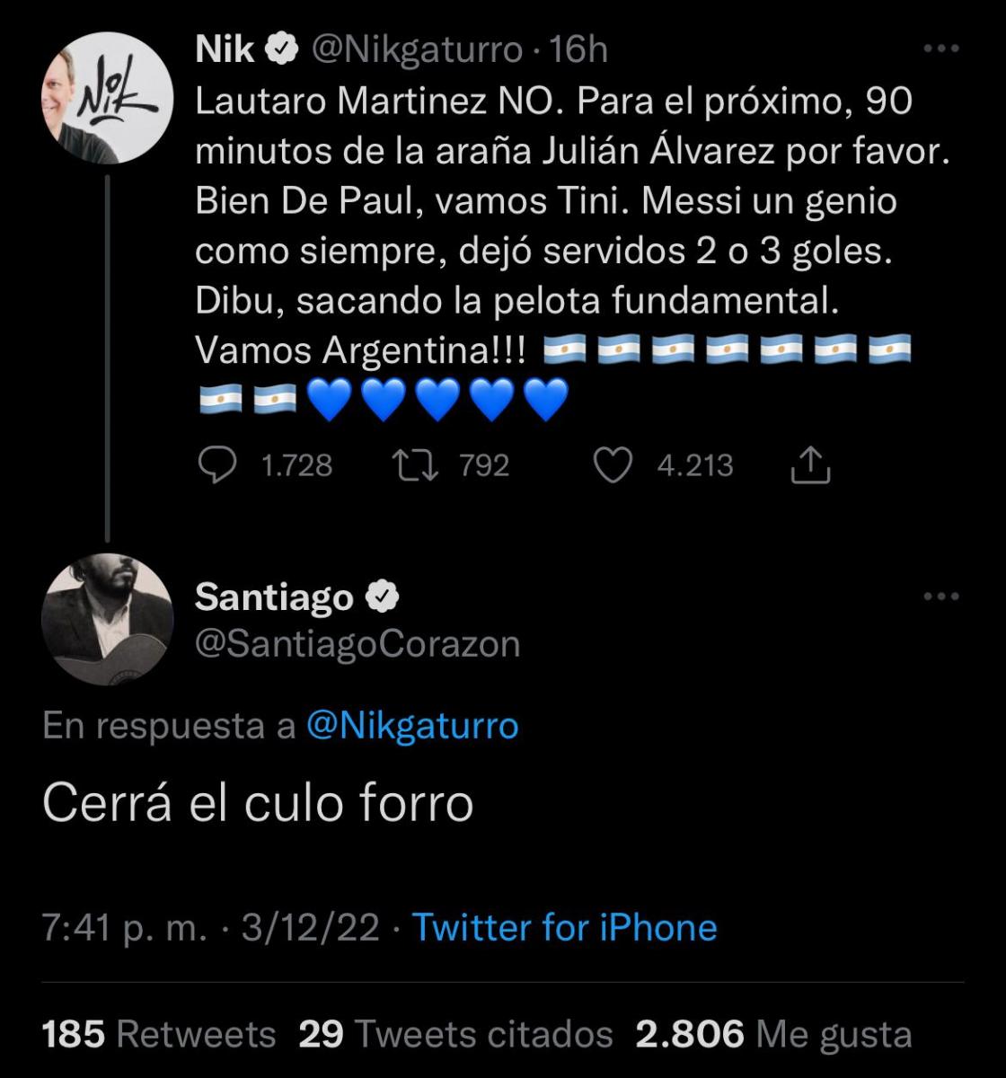 La respuesta del cantante de Él Mató a Nik.