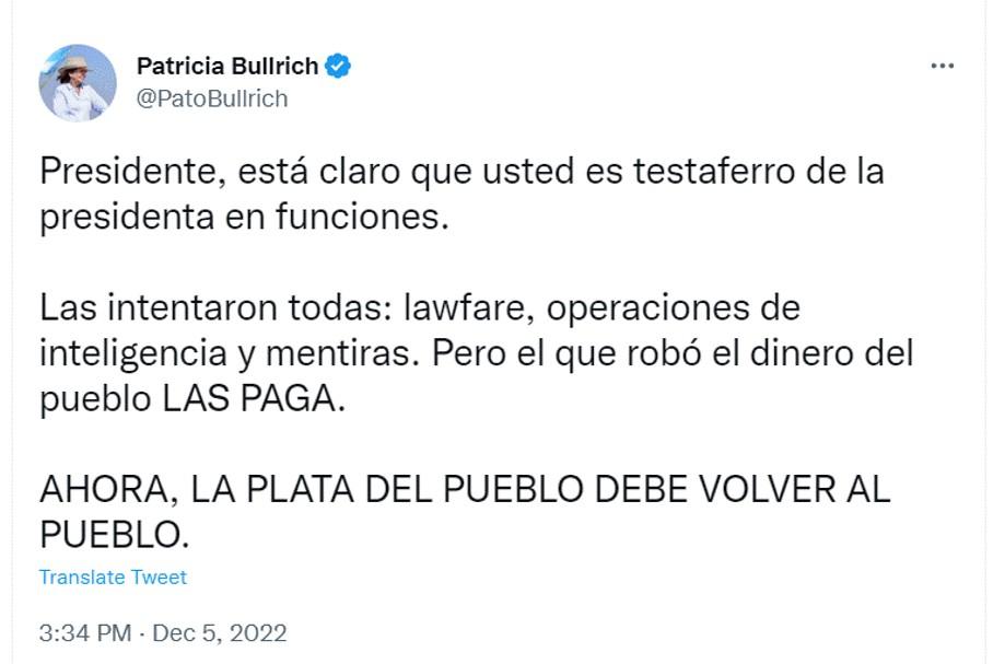 Foto tomada de Twitter: @PatoBullrich