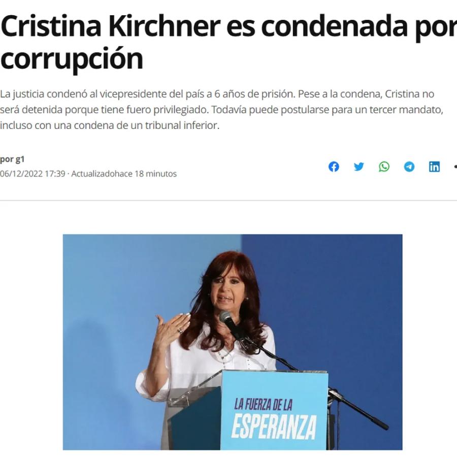 La repercusión en la prensa internacional de la condena a Cristina Fernández