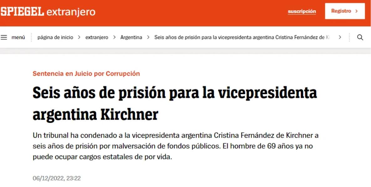 La repercusión en la prensa internacional de la condena a Cristina Fernández