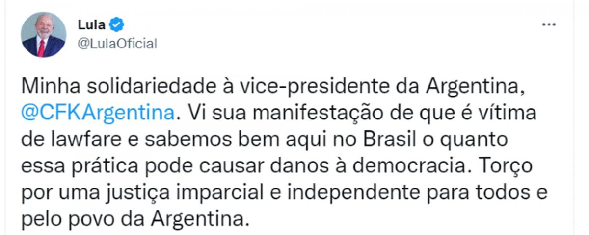 Víctima del lawfare: Lula Da Silva expresó su apoyo a Cristina Kirchner