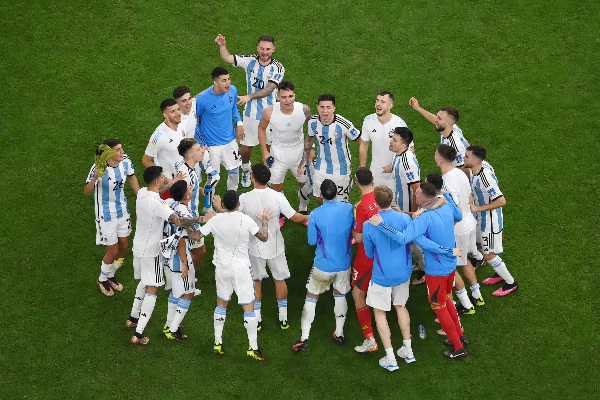 Festejo de la Selección tras la victoria ante Países Bajos