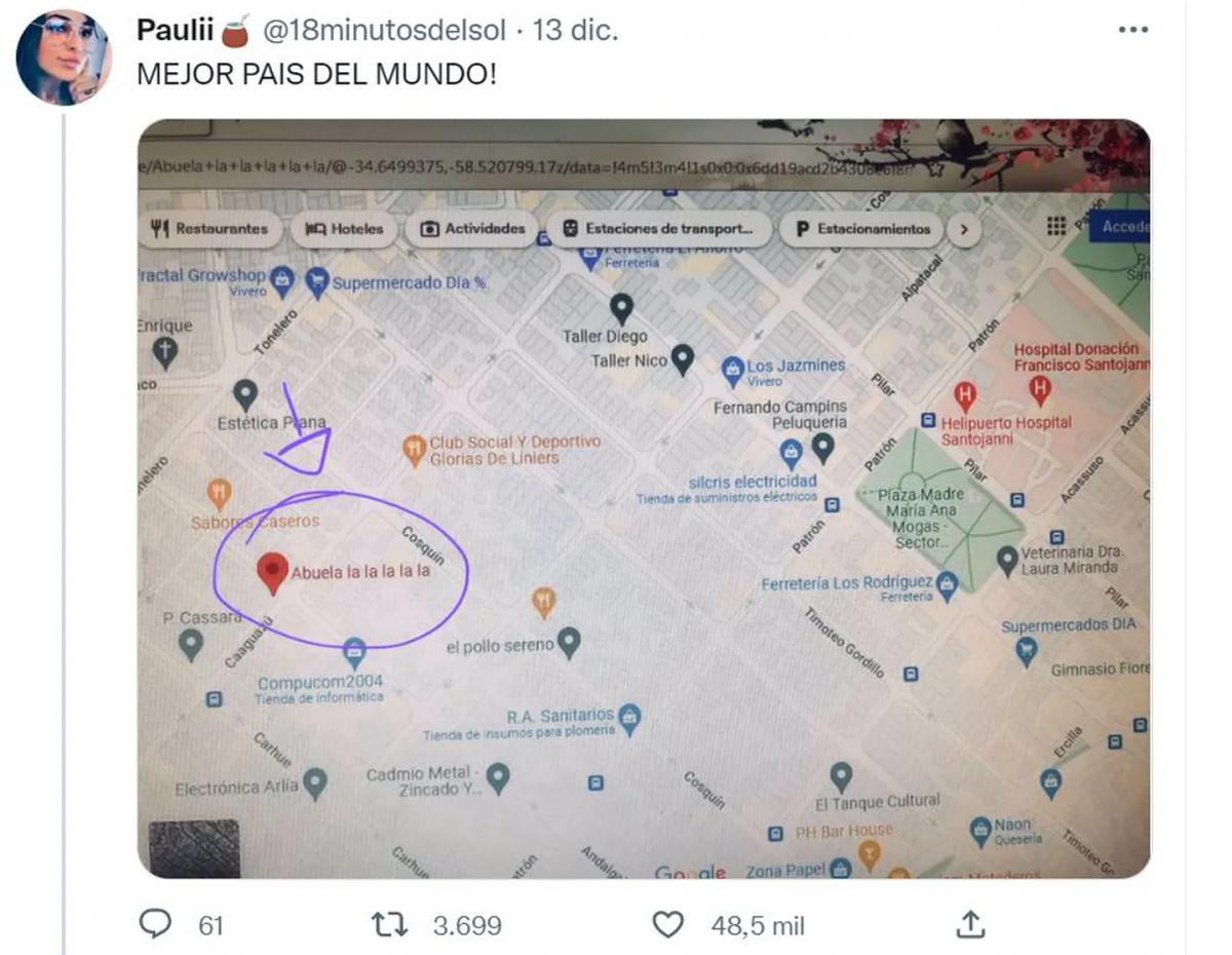 “Abuela la la la la la”: la esquina donde festeja la señora más viral aparece en Google Maps