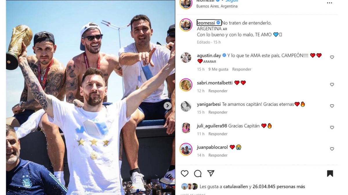 ¿Qué dijo Messi tras la masiva caravana que recibió a la Selección?