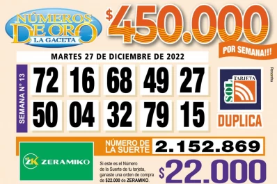 Los Números de Oro de LA GACETA del 27 de diciembre de 2022