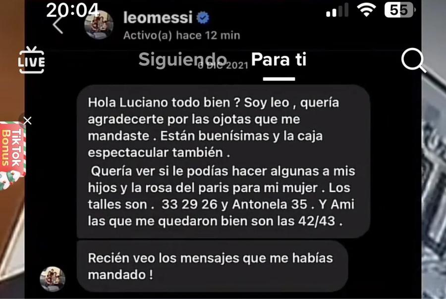 El mensaje que envió Messi a Bagunza