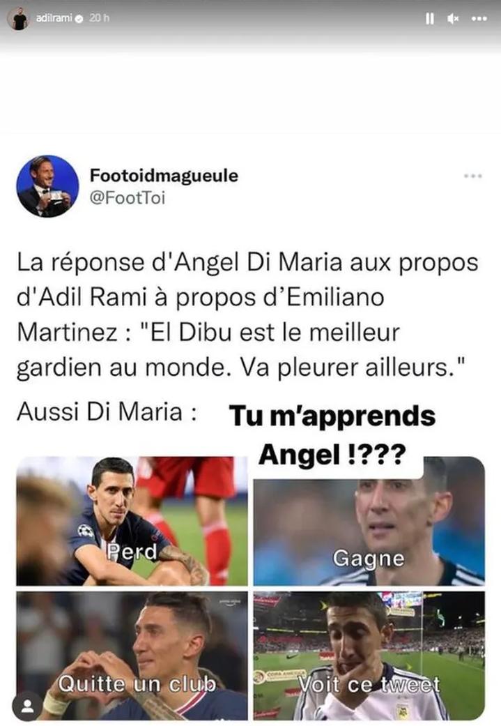 Posteo de Adil Rami contra Di María