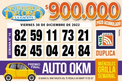Los Números de Oro de LA GACETA del 30 de diciembre de 2022