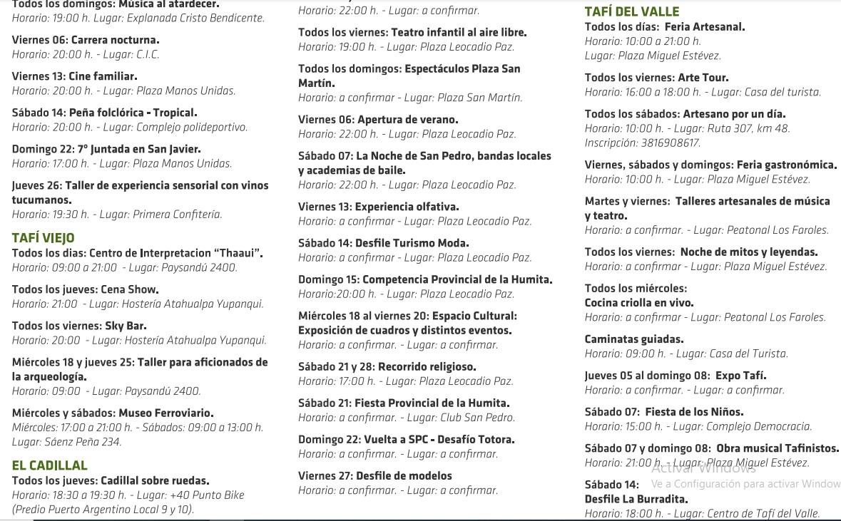 Las actividades previstas para todo enero: ¿qué se puede hacer en Tucumán?