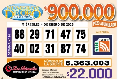 Los Números de Oro de LA GACETA del 4 de enero de 2023