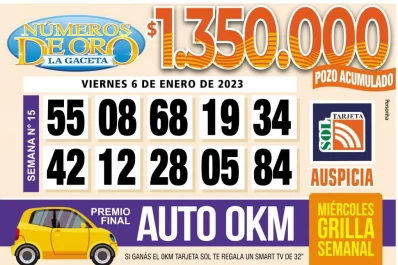 Los Números de Oro de LA GACETA del 6 de enero de 2023