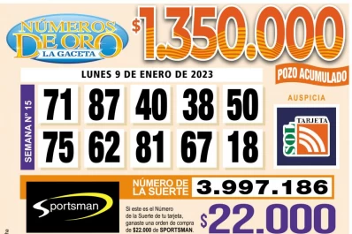 Los Números de Oro de LA GACETA del 9 de enero de 2023