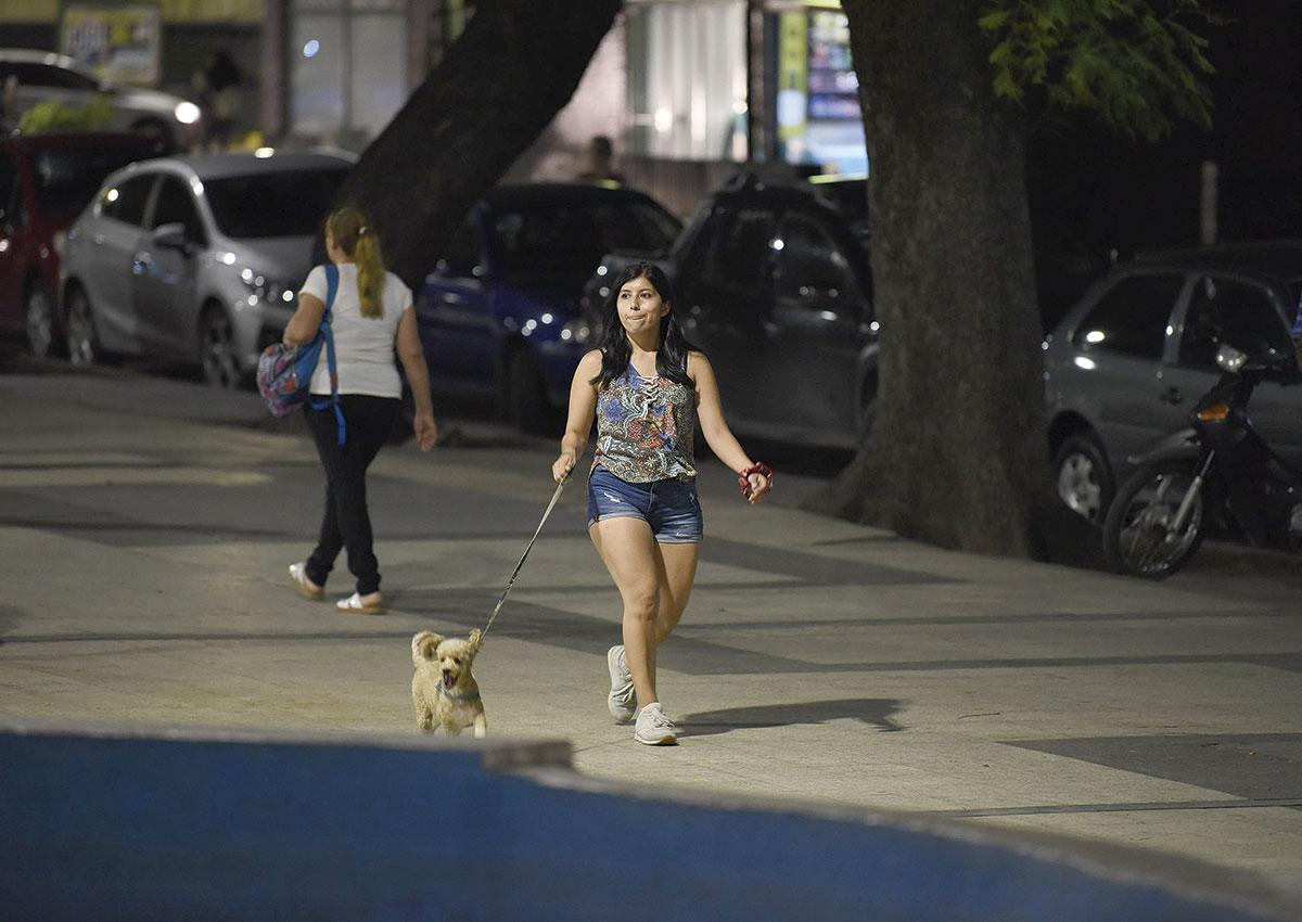 A CAMINAR. Sin el sol, el paseo se llena de dueños y mascotas.