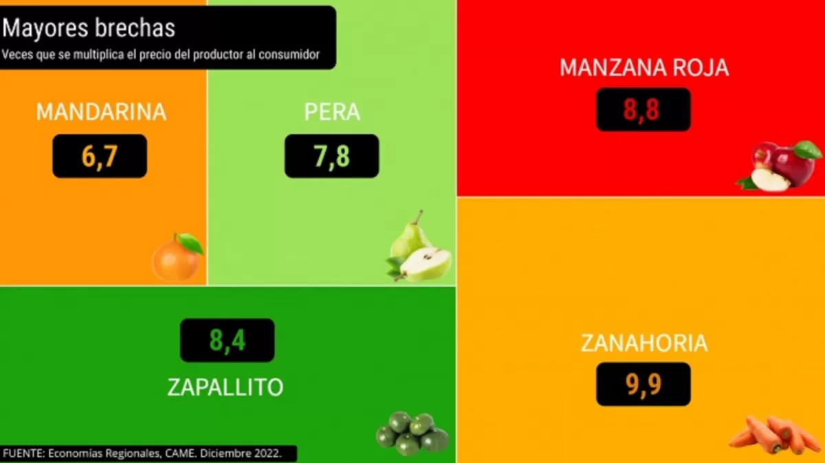 En diciembre, se registró una brecha de precios entre campo y góndola de 3,4 veces