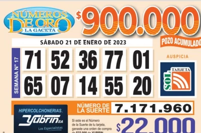 Los Números de Oro de LA GACETA del 21 de enero de 2023