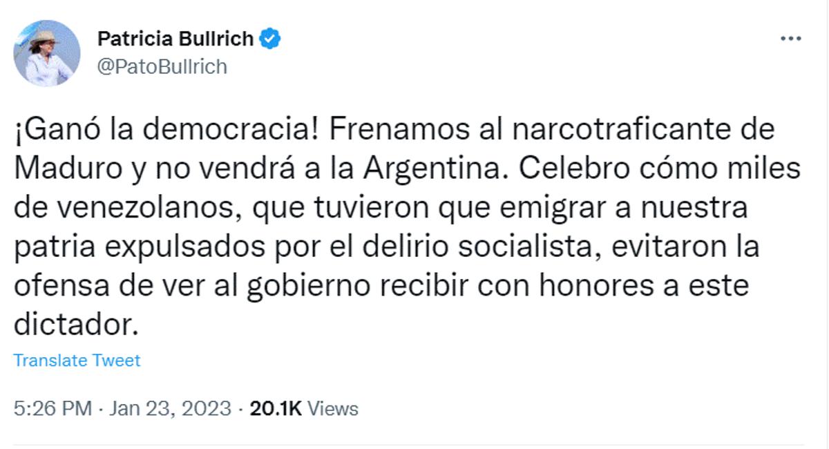 Foto tomada de Twitter @PatoBullrich.